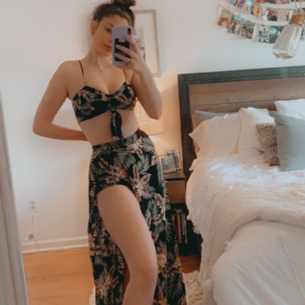 SOLD Tropical co-ord top and skirt